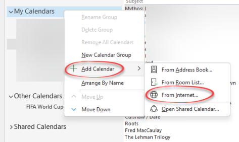 Přidání odběru kalendáře v Outlook 365